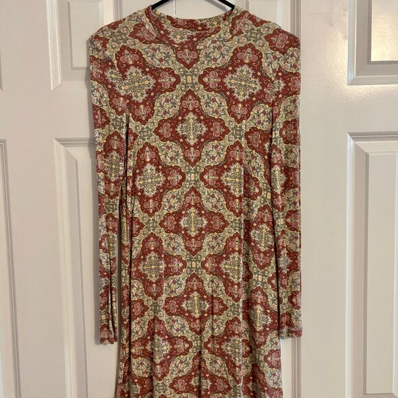 O'Neill Long Sleeve Patterned Shift Boho Mini Dress Women XS - Picture 3 of 9
